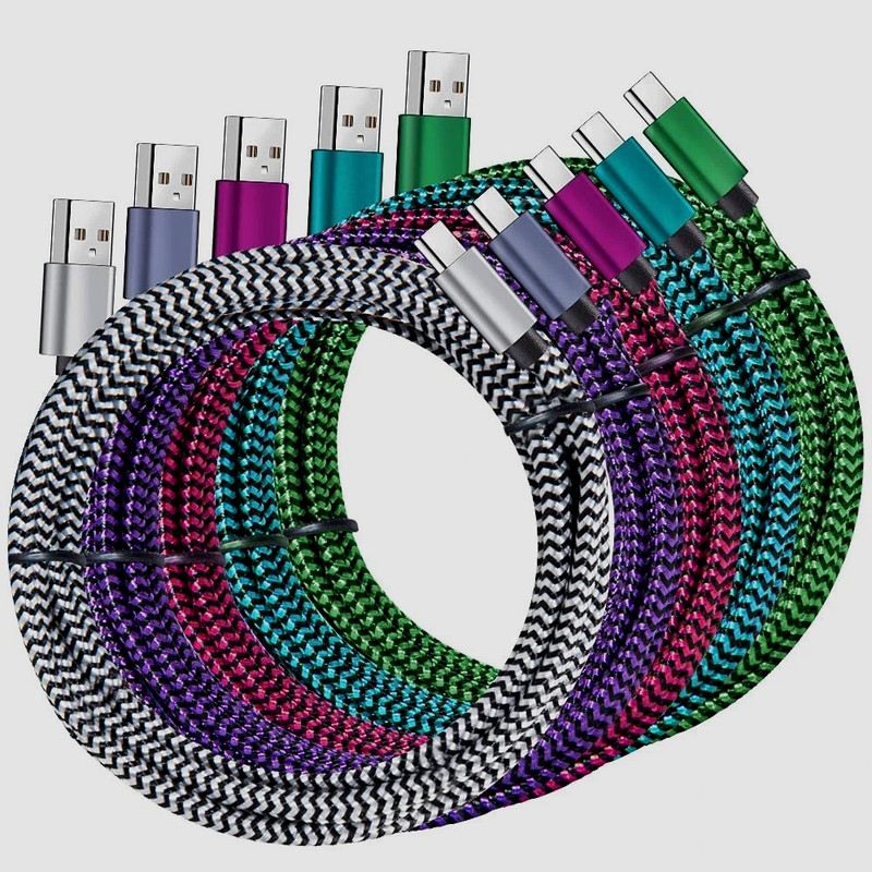 5-Pack 6FT Nylon Braided USB-C Cables – 3A Fast Charging for Samsung Galaxy