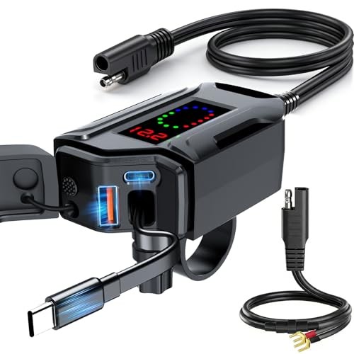 Motorcycle USB Charger, 3-in-1 Fast Charging with USB-A & USB-C + Retractable gallery