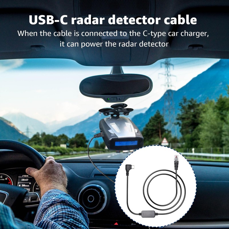 Upgraded 3.3Ft USB-C to RJ11 Power Cord for Escort MAX360 MAX 360c,IX,IXc,950... gallery