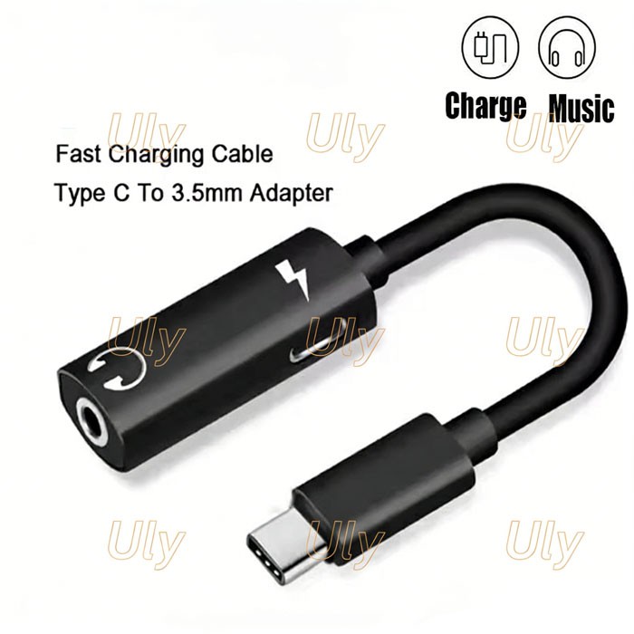 2 in 1 Type-C To 3.5mm Audio Aux Headphone Jack Cable Adapter Charger For iPhone