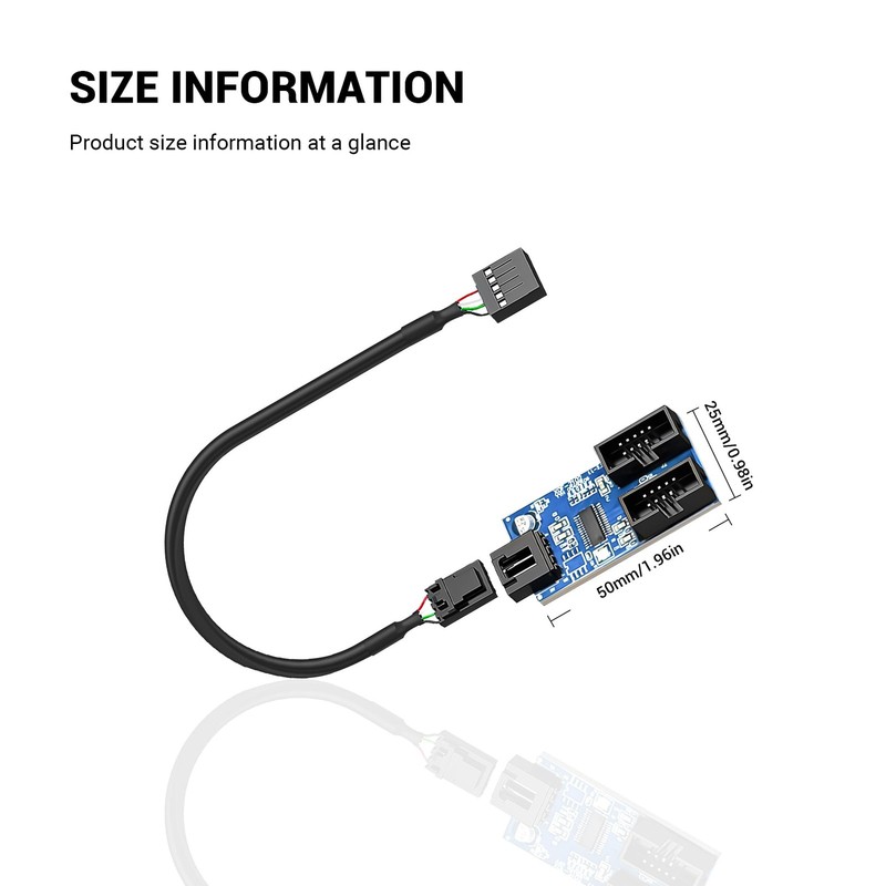 Motherboard 9-Pin USB Header SplitterUSB 2.0 Splitter 9-Pin Female 1 to 2 Mal... gallery