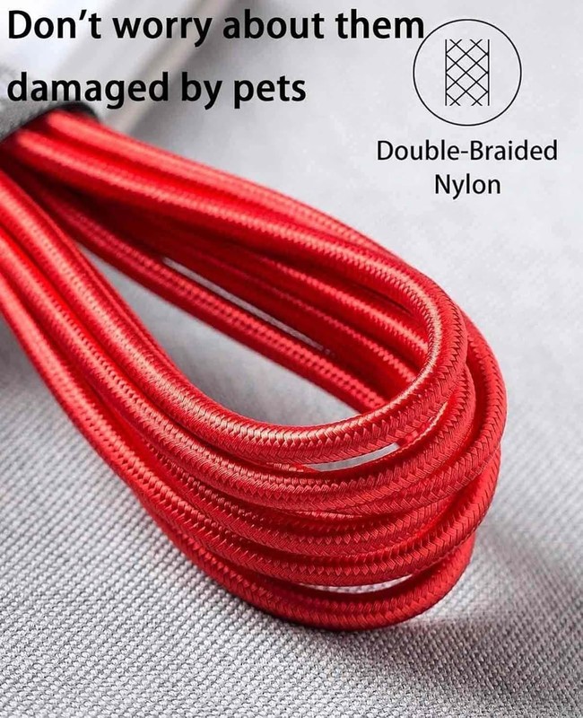 USB C Cable 15FT Red Nylon Braided 100W Fast Charge Type-C Cord MacBook Galaxy gallery