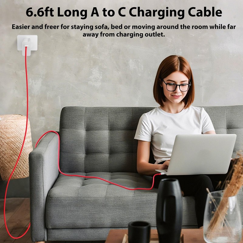 APAPATEK for Oneplus USB C Cable 80W Super-vooc Charging, 6.6ft 10A Red gallery