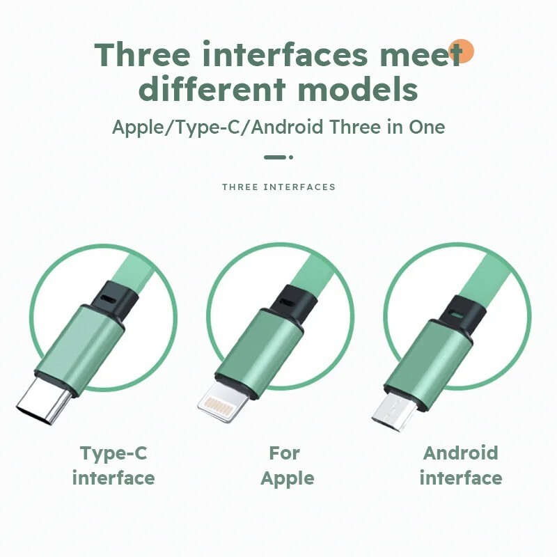 3-in-1 Retractable USB Charging Cable for iPhone Android Type-C | Fast & Durable gallery