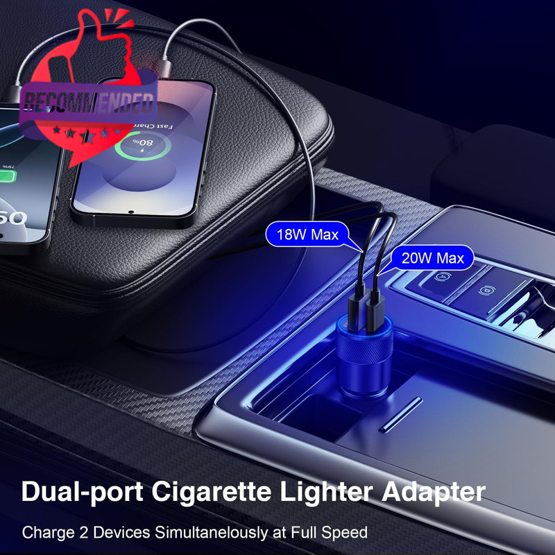 Usb C Wall/car Charger,38w Dual Usb-c+usb-a Cigarette Lighter Adapter, 20w Fast gallery