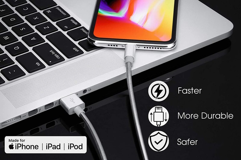 MFi Certified Lightning Cable [2 Pack 6.6 Feet] Metal Braided Type C to Light... gallery