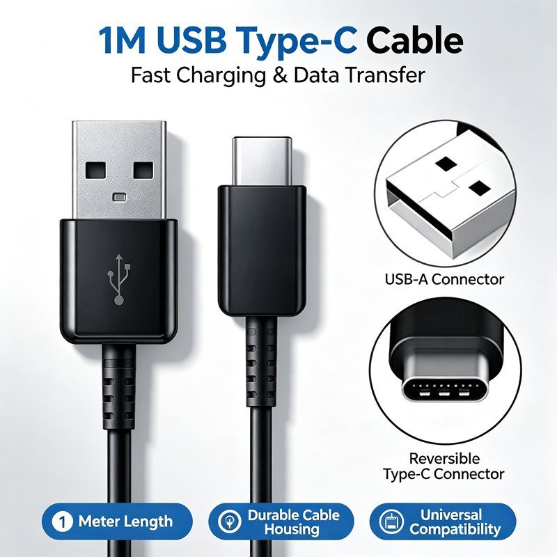 USB C Charger Cable 1M Type C Cable Charging Cord for phone