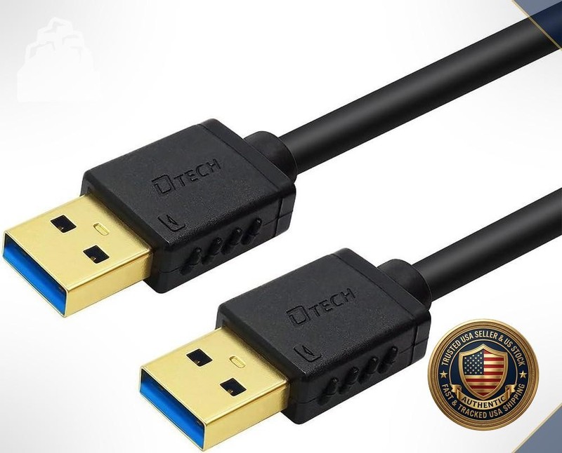 USB 3.0 A Male to A Male Cable 3ft High Speed Data Transfer Cord Black