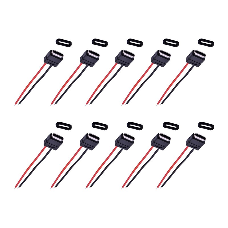 2 Pin USB 2.0 Type-C Connector Welding Wire Waterproof Female Socket Charging d