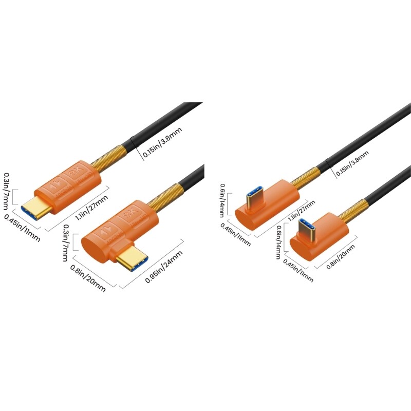 USB Type C Spring Coiled Cable Wire Double Male End Connectors Wire 240w Power gallery