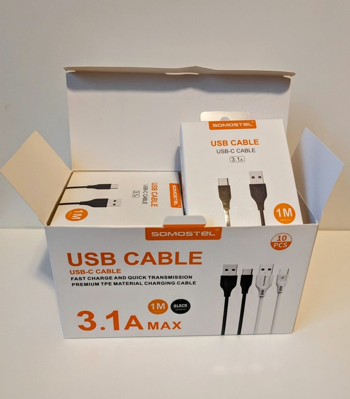 USB C Cable 3.1A / 3.2 feet / 1m / Set of 10 / Black / White / Charging cable gallery
