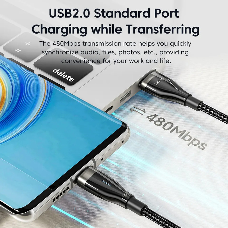 Rapid Charging with the Toocki USB-A to Type-C 6A 66W Fast Charging Cable gallery
