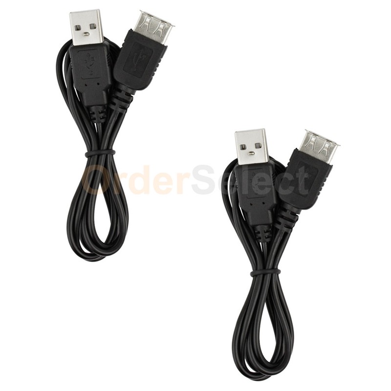 2X USB Extension Cable Cord M-F for Apple iPhone 6 6S 7 7+ 8 8+ X XR XS MAX