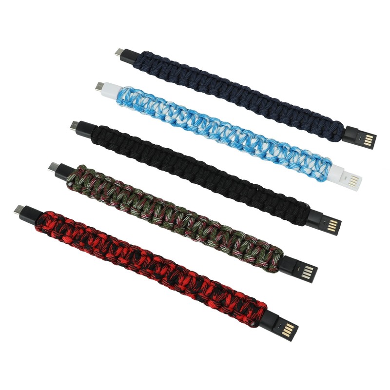 5Pcs Charging Cable Bracelet Type C Woven Cord Data Charger Bracelet