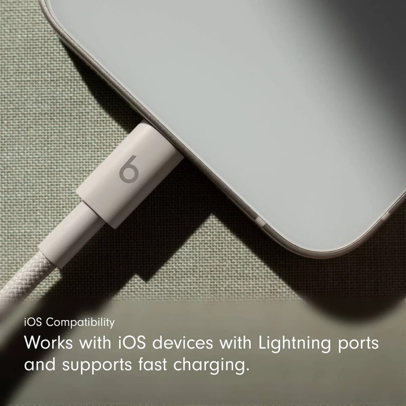 10 Ft Foot 8-Pin To USB-C Cable White Braded gallery