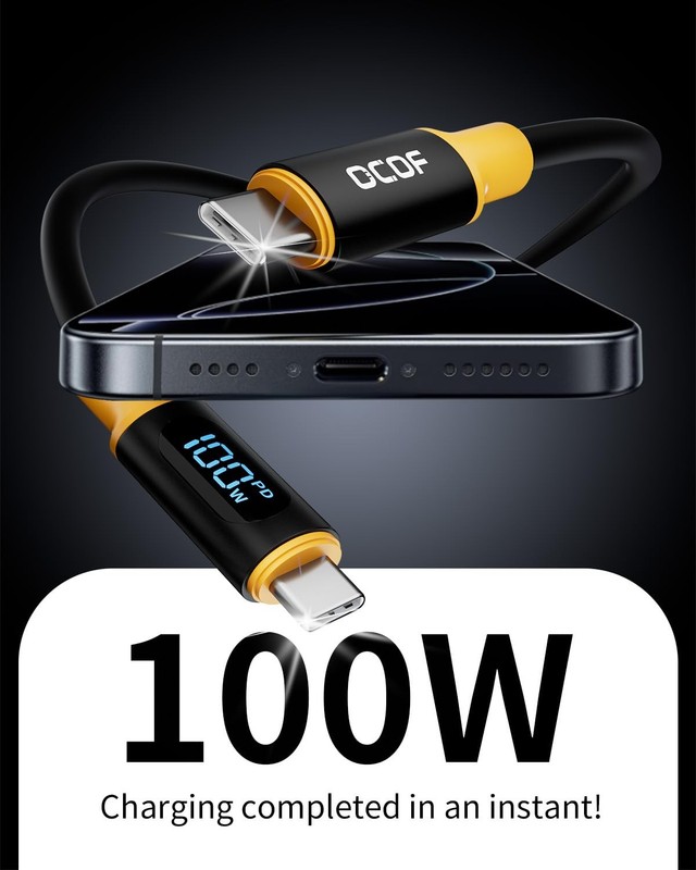 100W USB to USB Cable 6.6FT, USBC to USBC Cable with Display Fast Charging Co... gallery