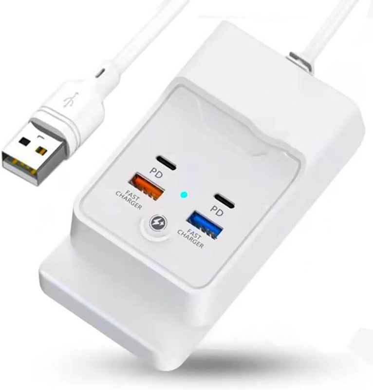 Charging Stand for iPhone 15 Pro USB Hub 4Port 5FT with Phone Holder, with 2 USB