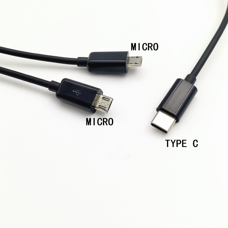 1meter type c to 2 micro charge cable power 2 android phones with micro ports