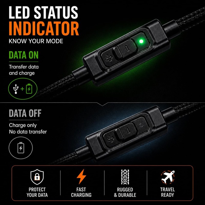 Data Blocker Cable USB-C Switchable Juice Jacking Protection - Physical Secur... gallery