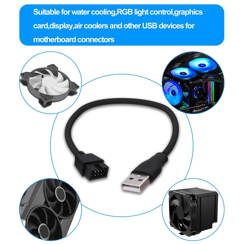 2 PCS USB 2.0 To 9Pin Motherboard Header Adapter Cable Type A Male To 9 Pin gallery