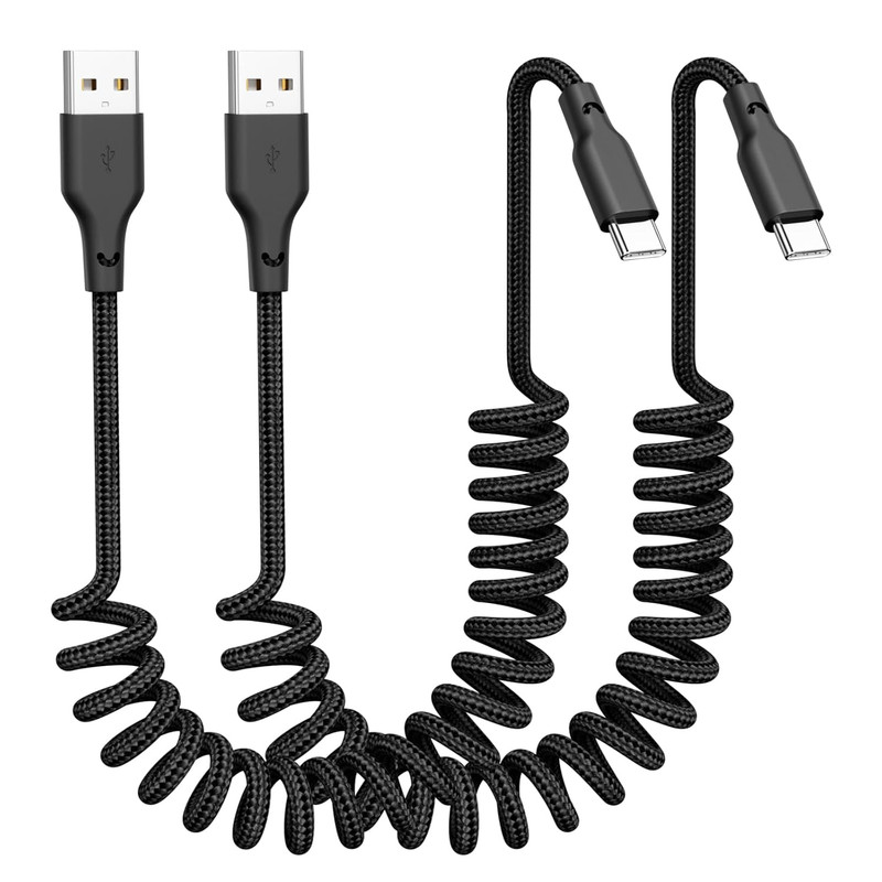 Quickeep Car Carplay Cable 2Pack 3Ft Coiled USB a to USB C Fast Charge Cord for gallery