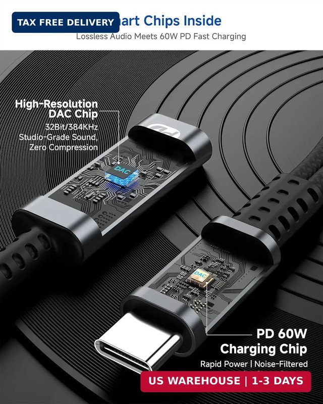 USB C to 3.5mm Headphone and Charger Adapter, 2-in-1 Type C to Aux Jack Audio Ca gallery
