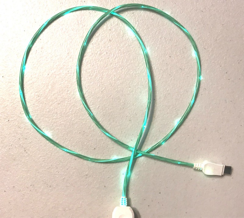 3FT MICRO TYPE-C REVERSIBLE FLOWING LIGHT-UP el flow glow LED USB charger cable