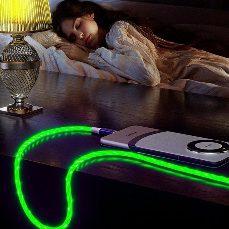 Starry LightUp USB A To USB C Cable Fast Charging Visible Current Green gallery