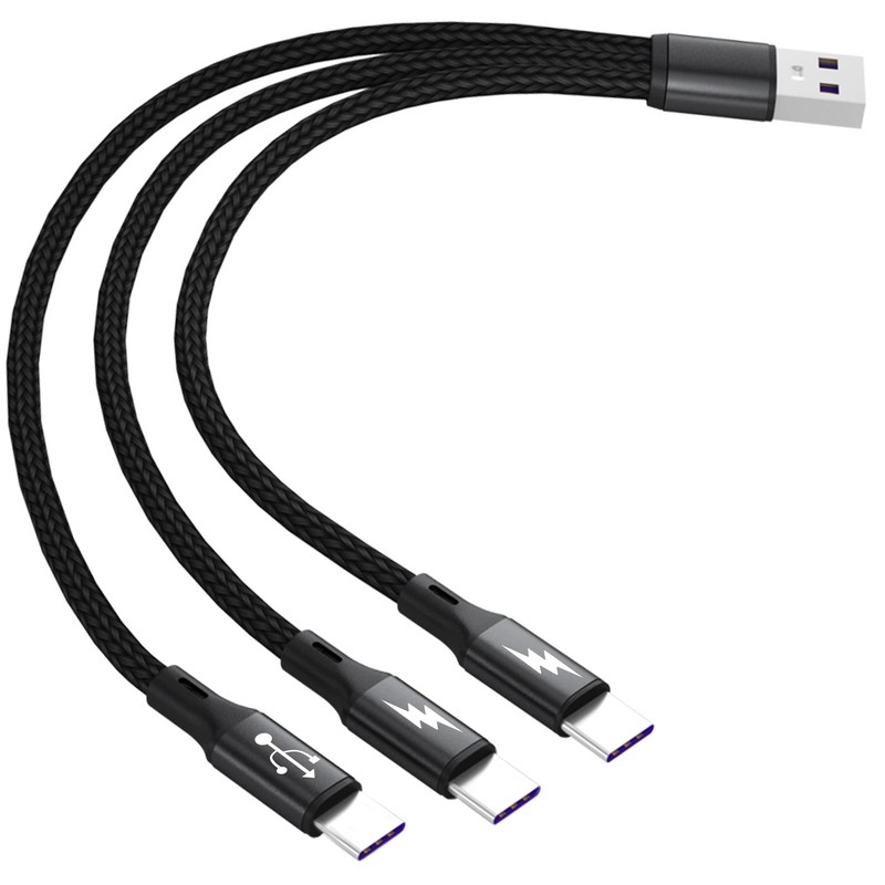 GELRHONR USB C Splitter Cable,USB A Male to 3 Type-C Male Charge Cable