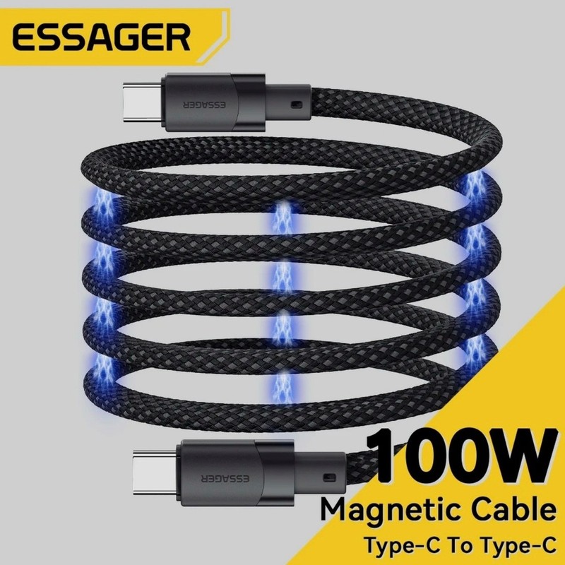 2 pack of Essager USB-C to USB-C Magnetic 100W 3.3 ft Cable