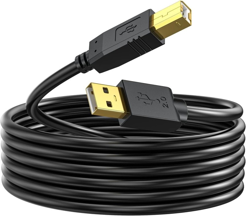 Printer Cable 12 ft, USB 2.0 Printer Cable Cord Type A-Male to B-Male Cable for