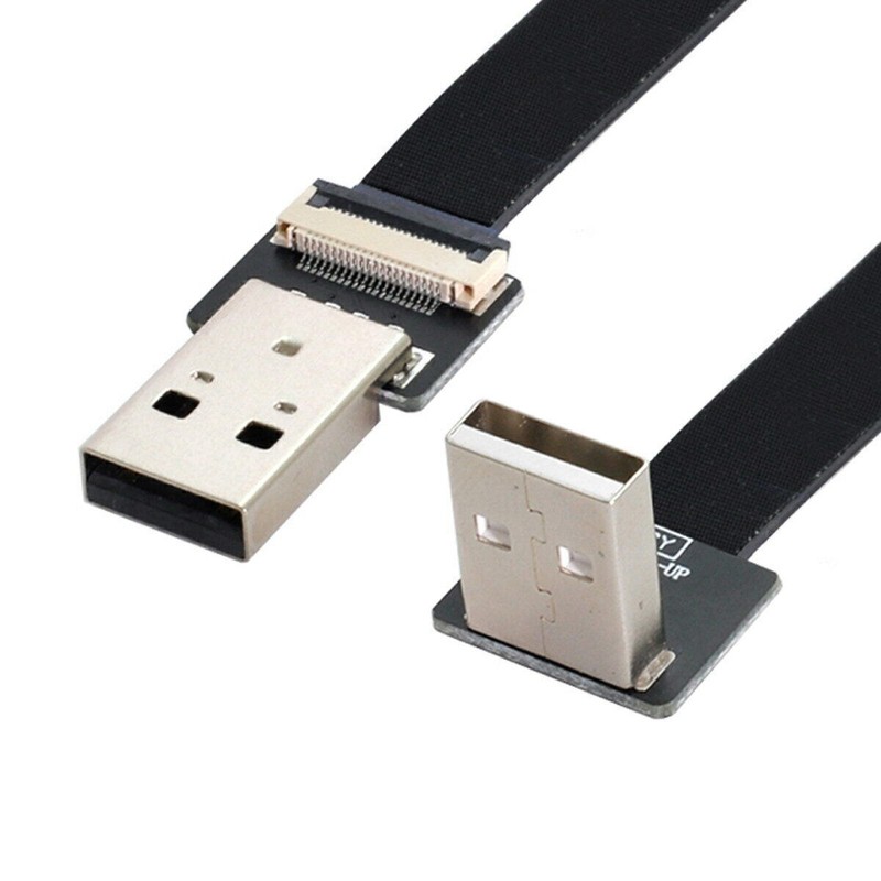 Cablecy 90 Degree Up Angled USB 2.0 Type-A Male to Type-A Male Data FPC Cable