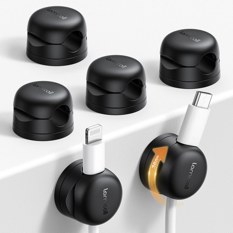 6Pack Rotatable Cord Organizer, Spring Cable Clips – Lamicall [1s Lock] Cord