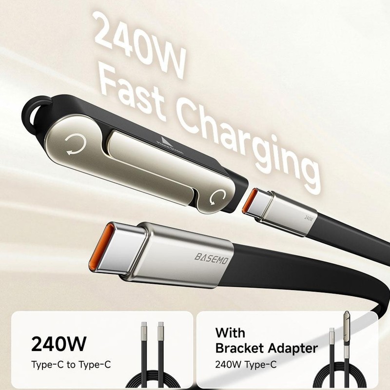 240W Super Fast Charging 2in1 Charging Cable 360° Rotating Invisible Stand Kit gallery