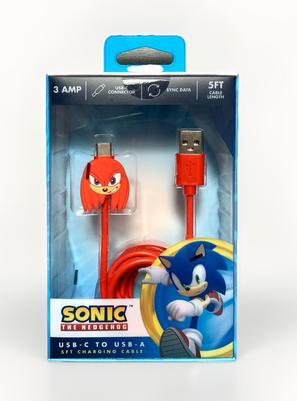 NEW Sonic The Hedgehog KNUCKLES USB-A to USB-C 5ft Charging Cable