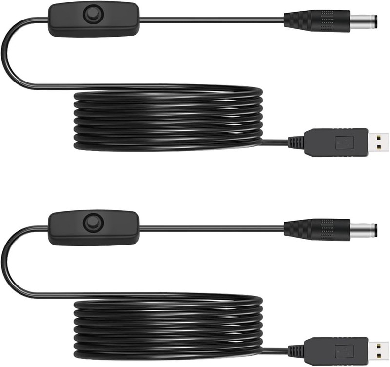 12V USB Power Adapter , 2 Packs 5V to DC 12V VoltageBoost Cable for Powering Das