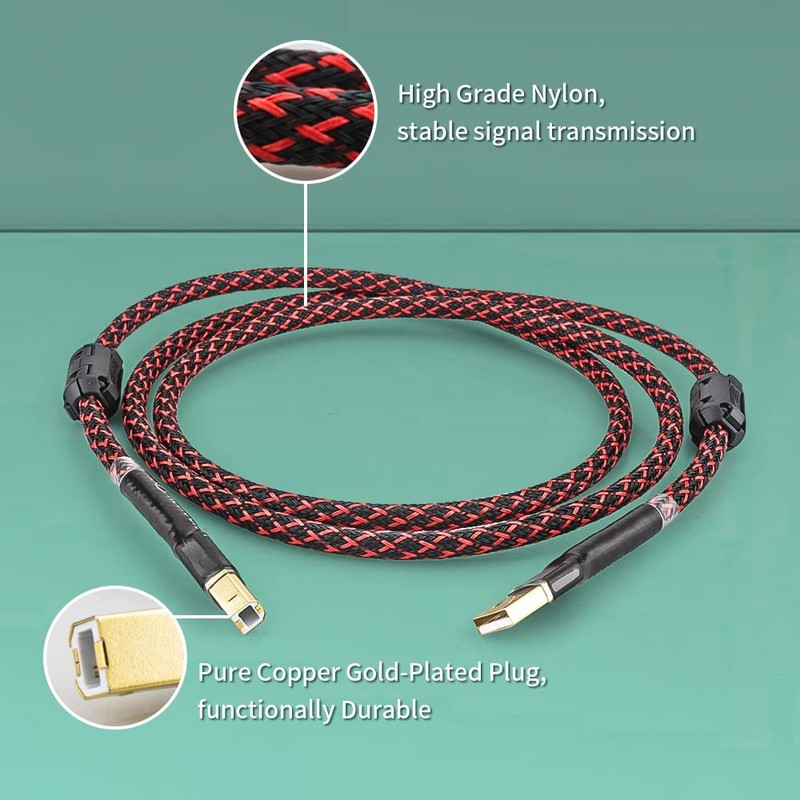 HiFi Audiophile USB Cable USB 2.0 Cable A to B High End Type A Male to Type B... gallery