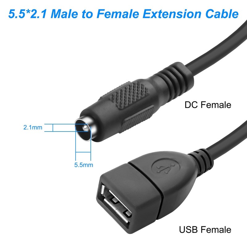 USB to DC 5.5 x 2.1mm Power Cable Adapter 5V Charging Cable DC 5521 Female to... gallery