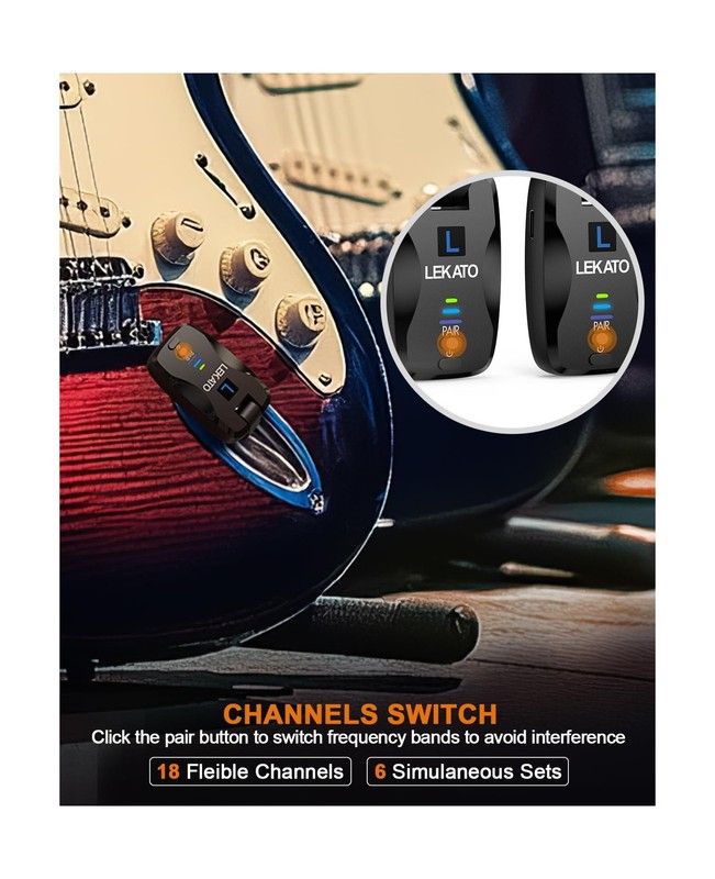 LEKATO 2.4Ghz Wireless Guitar System Exclusive Mute Plug for Electric Guitar ... gallery
