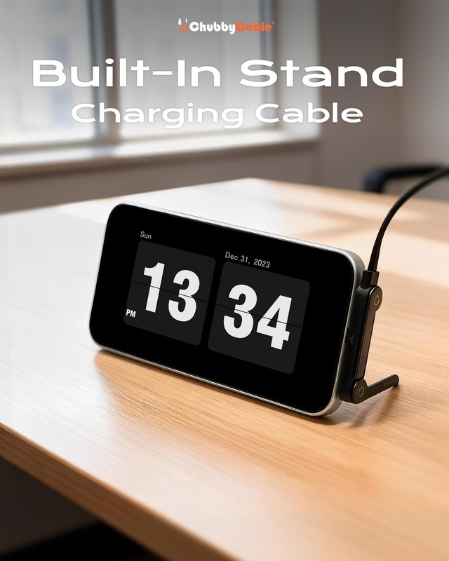 StandLite 240W Braided Fast Charge Cable with Built-in Phone Stand T-Shaped F... gallery