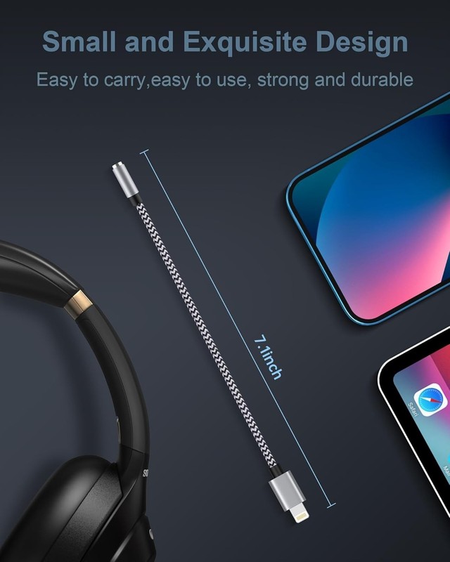 2Pack IPhone Headphone Adapter, [Apple MFi Certified] Lightning To 3.5mm Audio 8 gallery