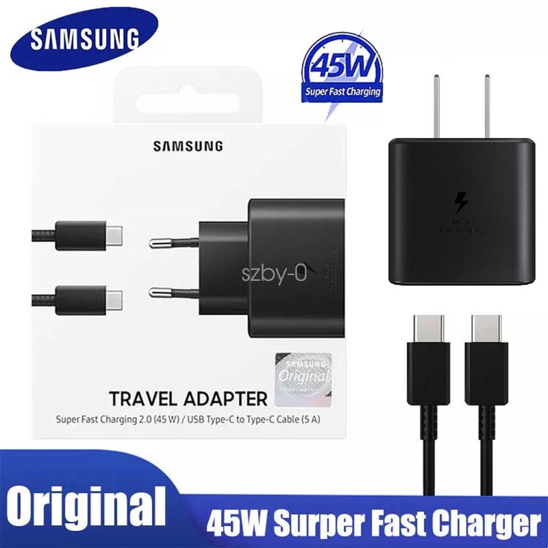 Original Samsung 45W Super Fast Charger USB-C Adapter Galaxy S20 S23 S24 + Ultra
