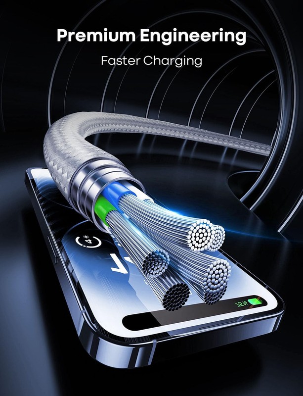 USB Type C Cable 20Ft, White Nylon Braided USB A to USB C 3A Fast Charging Ch... gallery