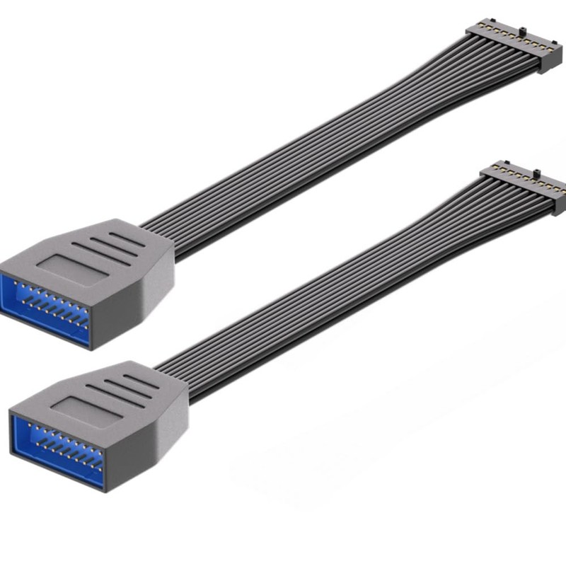 2 PCS Motherboard USB 3.0 Header Extension Cable 19Pin 20 Pin 6 Inch Wire