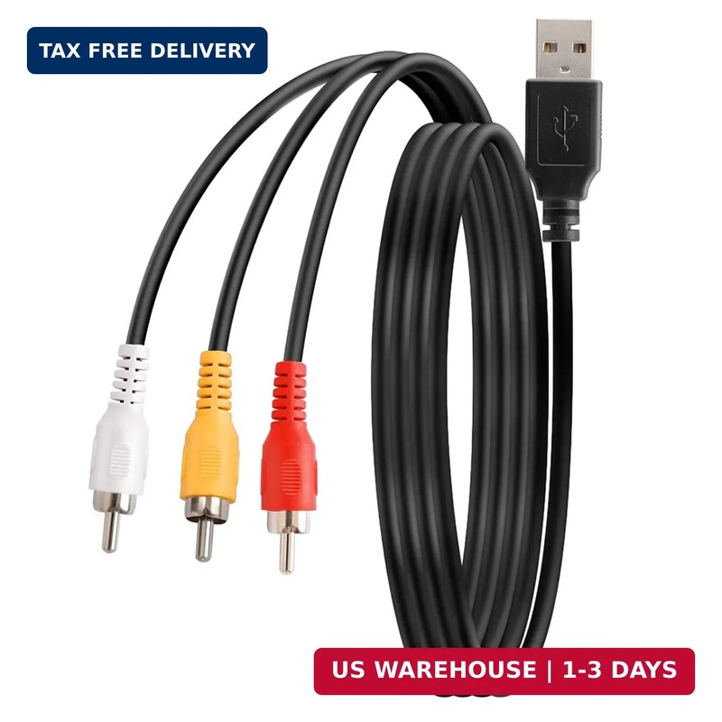 USB to 3RCA Cable, 1.5m/5ft USB Male to 3 RCA Male Jack Splitter Audio Video AV gallery