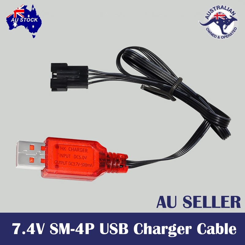 USB Charger Cable 7.4V SM4P Li-ion Battery Reverse Charging Electric Toy