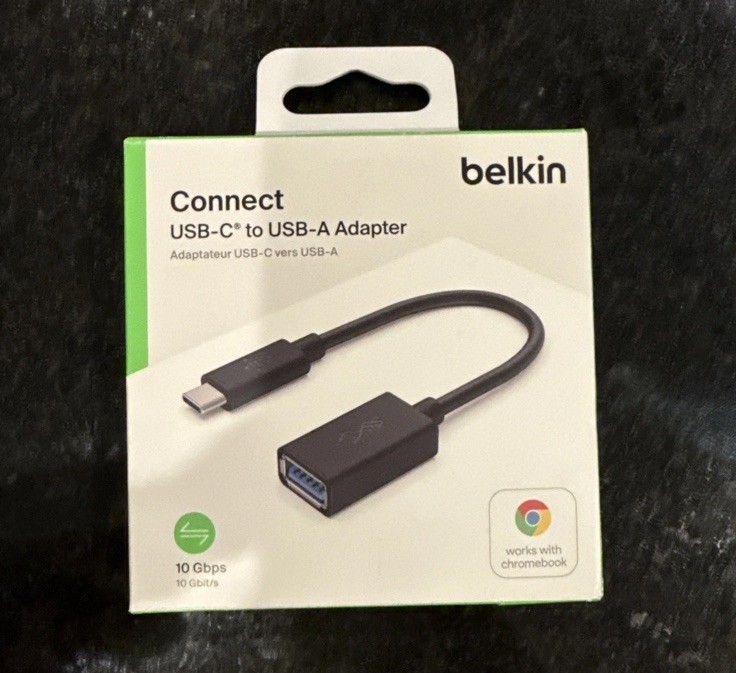 2 x Belkin USB-C to USB-A Adapter F2CU036btBLK - Black OPEN BOX