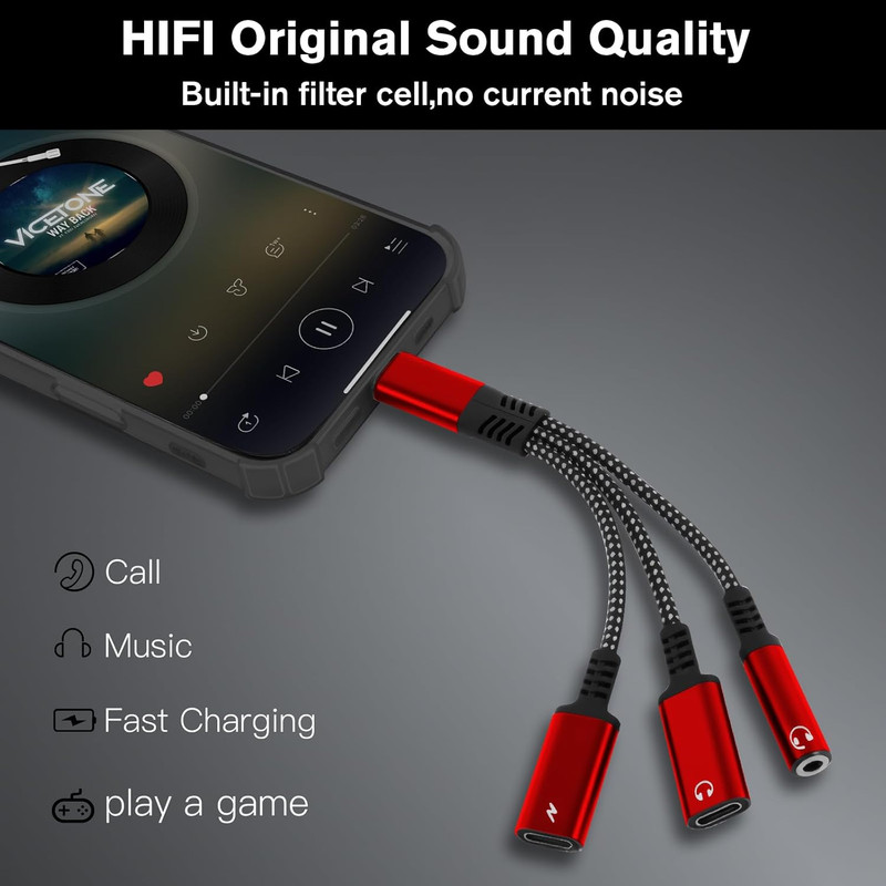 1 in 3 USB C to Type-C Charging and Type-C Headphones plus 3.5Mm Headphones PD 6 gallery