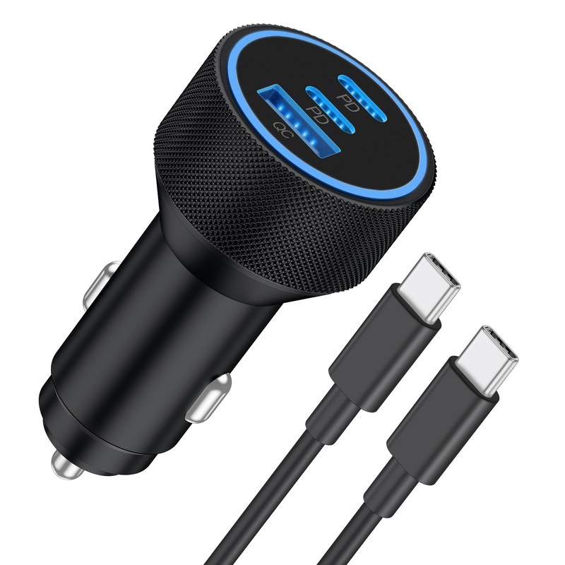 WODENTA for iPhone 17/16/15 Pro Max Car Charger, 67W 3-Port Fast USB C Black