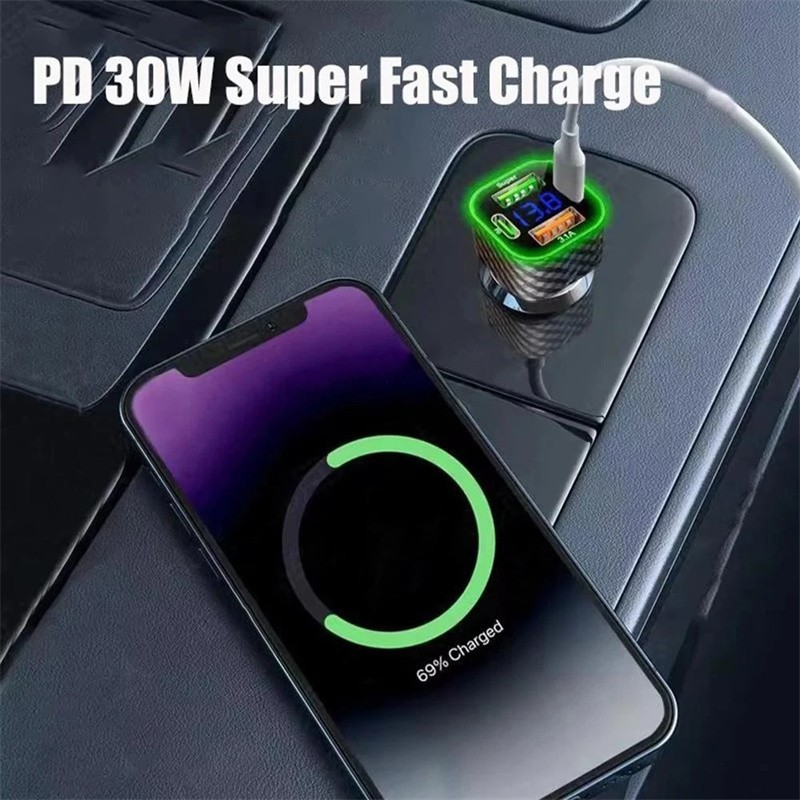 380W Multi-Port With Digital Display Car Charger For Samsung iPhone Android Phon gallery